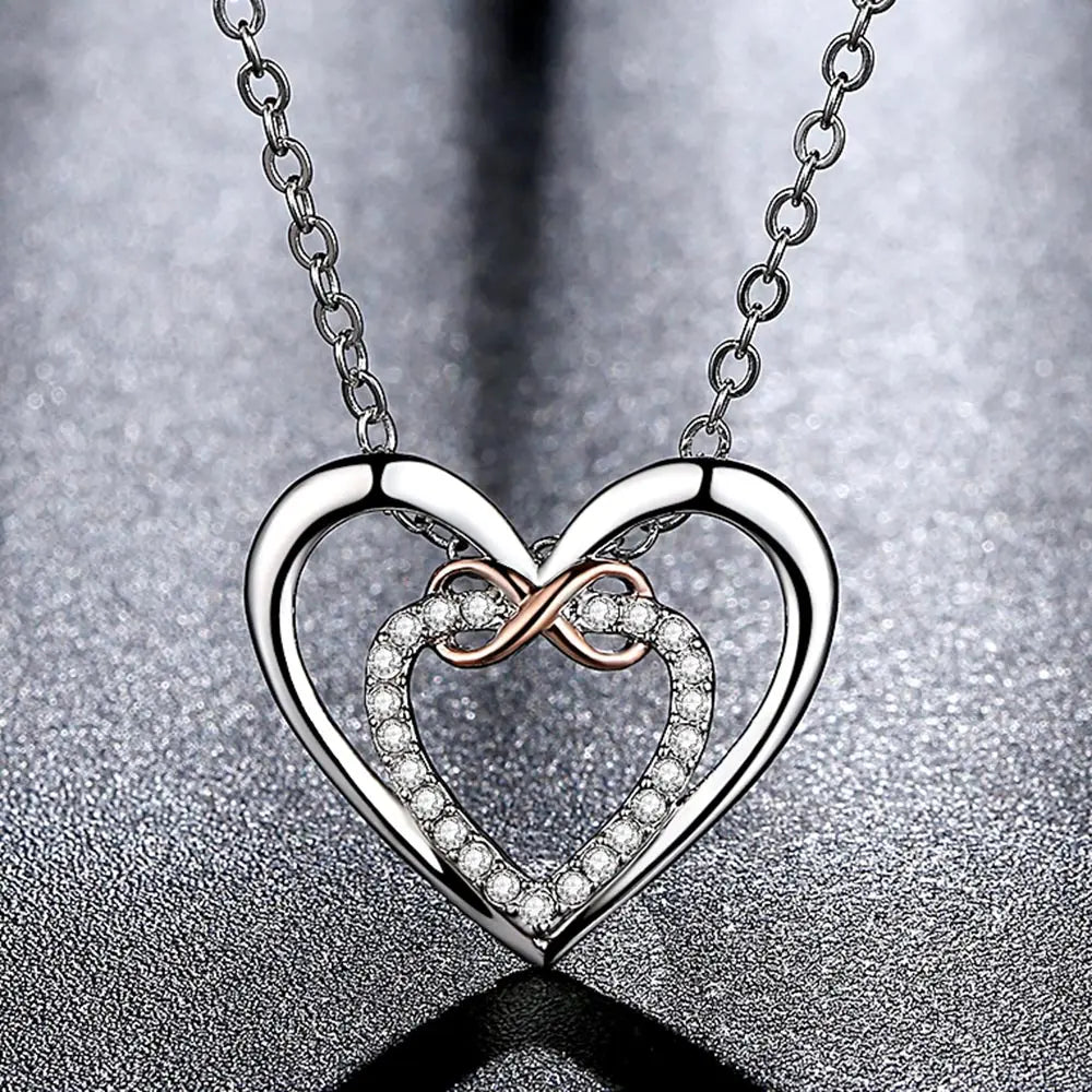 Infinity CZ Heart Necklace