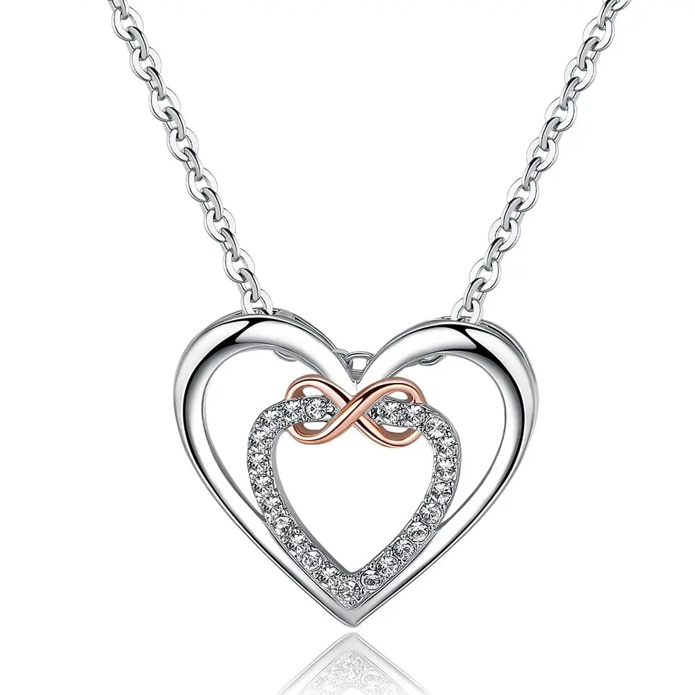 Infinity CZ Heart Necklace