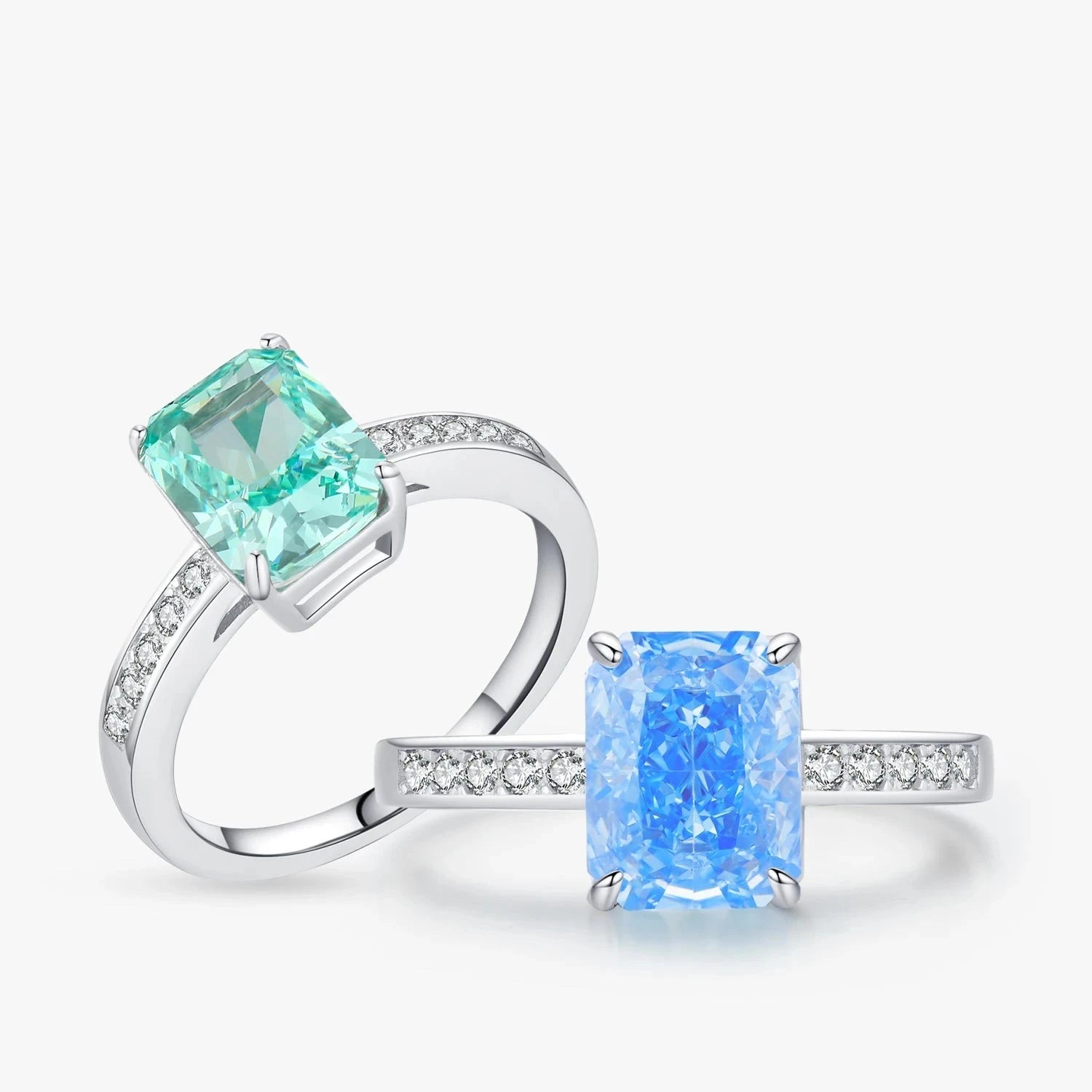 Luxurious Paraiba Ice-Cut Cubic Zirconia Cocktail Ring