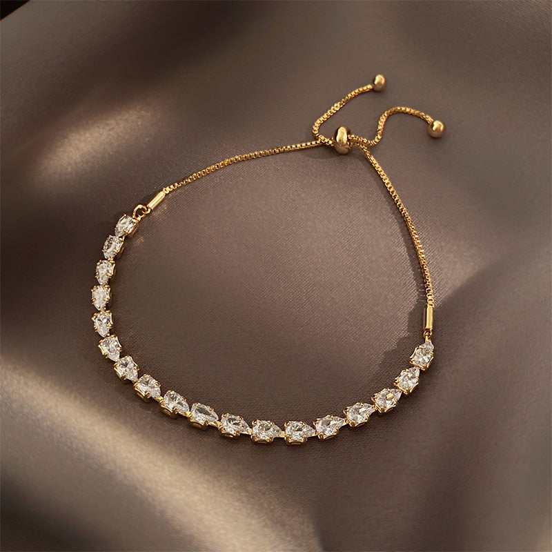 Shimmering Chic: 14K Gold Plated Zircon Adjustable Bracelet